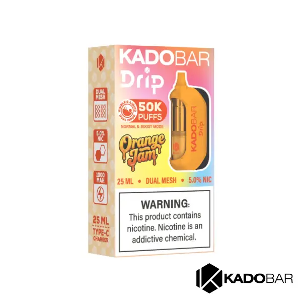 who makes kado bar vape Orange Jam Drip 50k Puffs colour:Rose gold matt Brand_Al Fakher New Vapes 2025 Disposable: